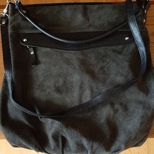 Pietro Alessandro Large Grey Suede Shoulder Bag